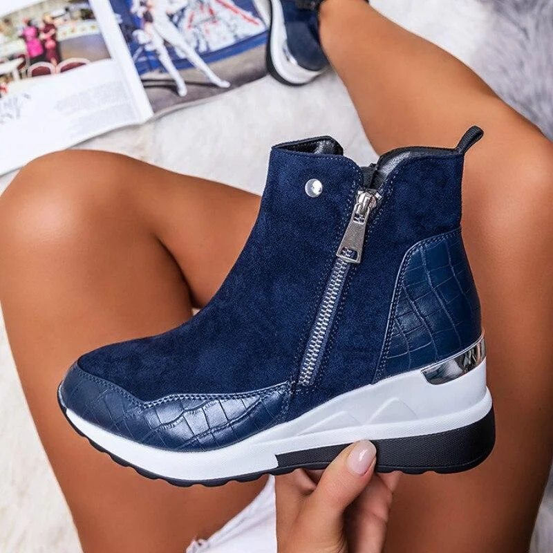 Plus Size Warm Plush Winter Boots Chunky Sneakers Ankle Boots Women Shoes Woman Zipper Buckle Thick Sole Platform Zapatos Mujer 1108