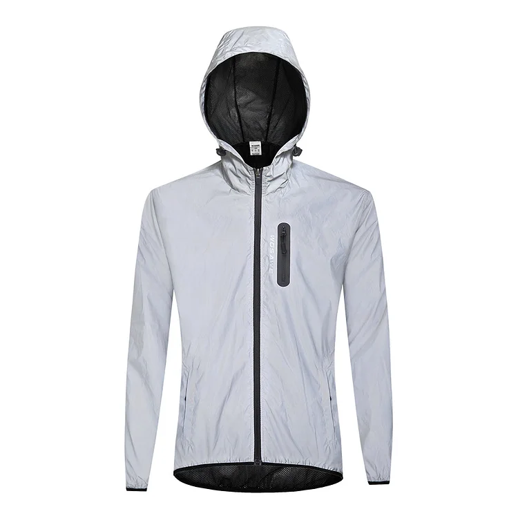 Men's Full Reflective Hooded Jacket Full Zip Hi-viz Coat
