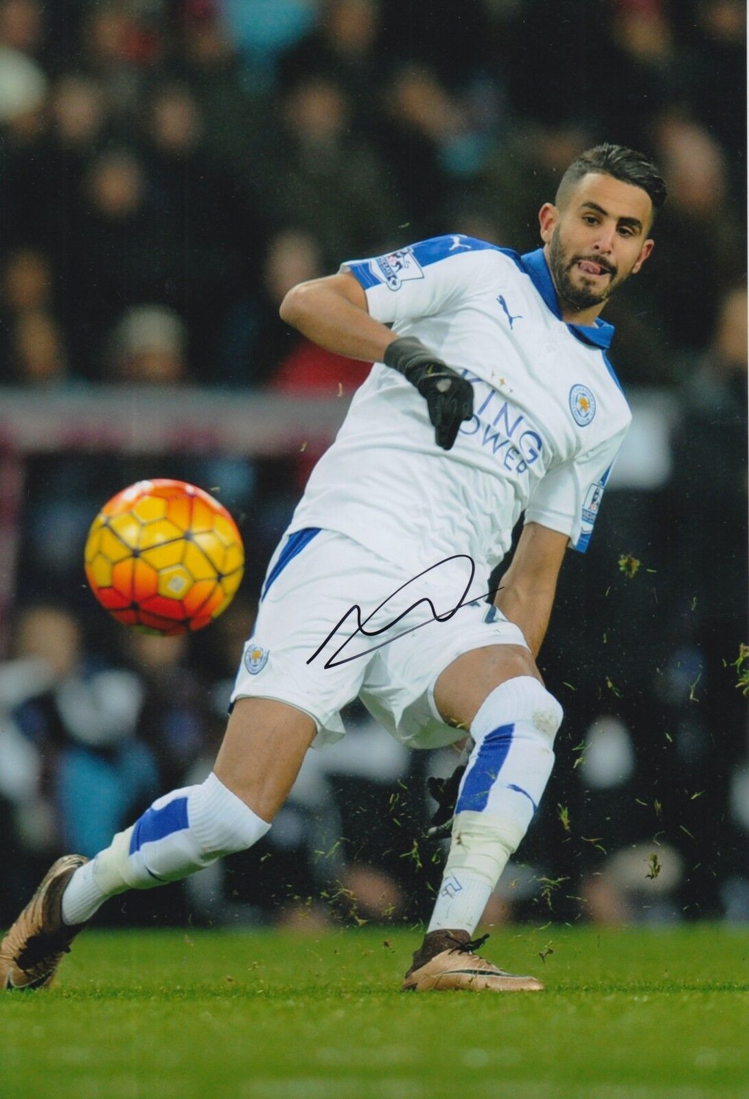 LEICESTER CITY HAND SIGNED RIYAD MAHREZ 12X8 Photo Poster painting 58.