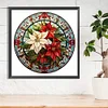 Vitrail de Noël fleurs rouges-perceuse ronde peinture diamant-30*30cm