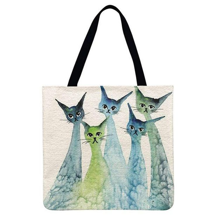 Linen Tote Bag - Whimsical Cat