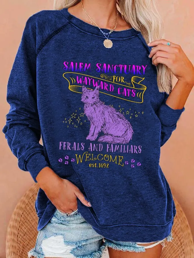 Women's Salem Sanctuary For Wayward Cats Print Sweatshirt