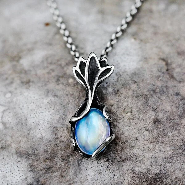 Natural Flower Moonstone Necklace