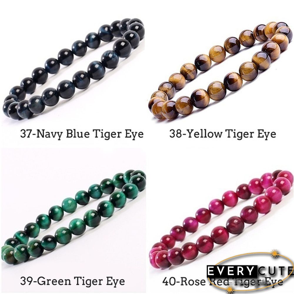 Natural Gemstone Round Beads 8mm Bracelets Apatite / Agate /amethyst /watermelon /Rose Quartz /Morgan Stone/malachite/Tiger Eye Fashion Bracelet 75 Styles