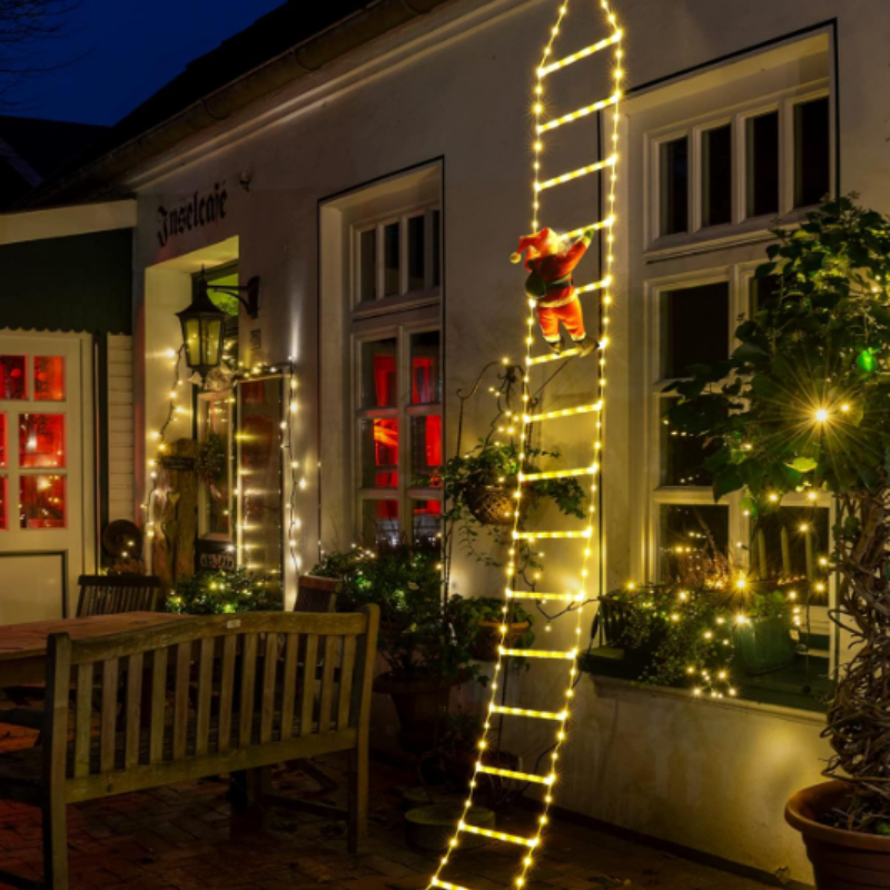 Tegooe USB Powered Santa Climbing Ladder Lights - 8 Mode Decorative Display