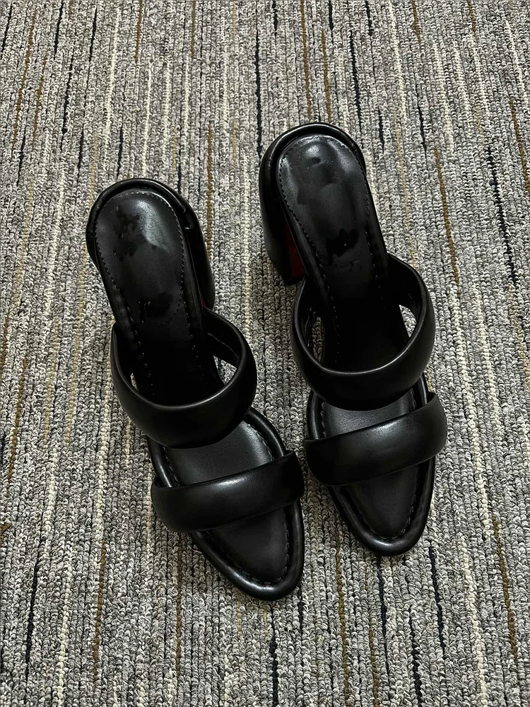 100mm Women's Mules Summer Open Toe  Sandals High Chunky Heel Party Shoes Red Bottom Pumps