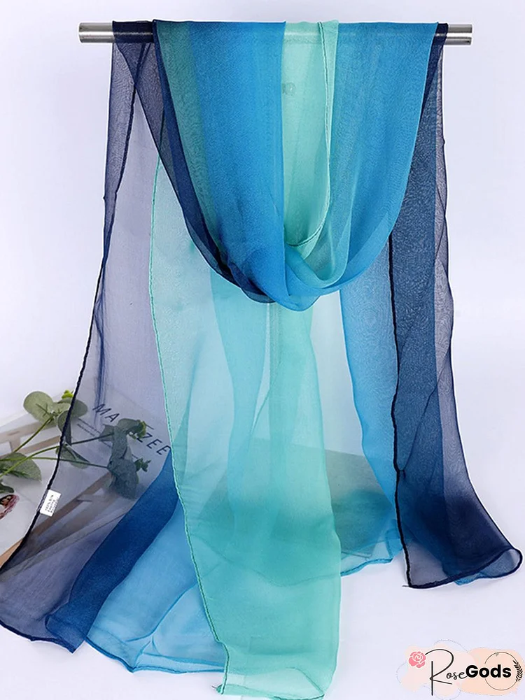 Bohemian Resort Style Gradient Long Silk Scarf Beach Scarf