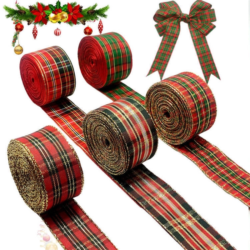Christmas Decoration Plaid With Handmade Diy Flowers Gift Gift Box Packaging Christmas Tree Decoration
