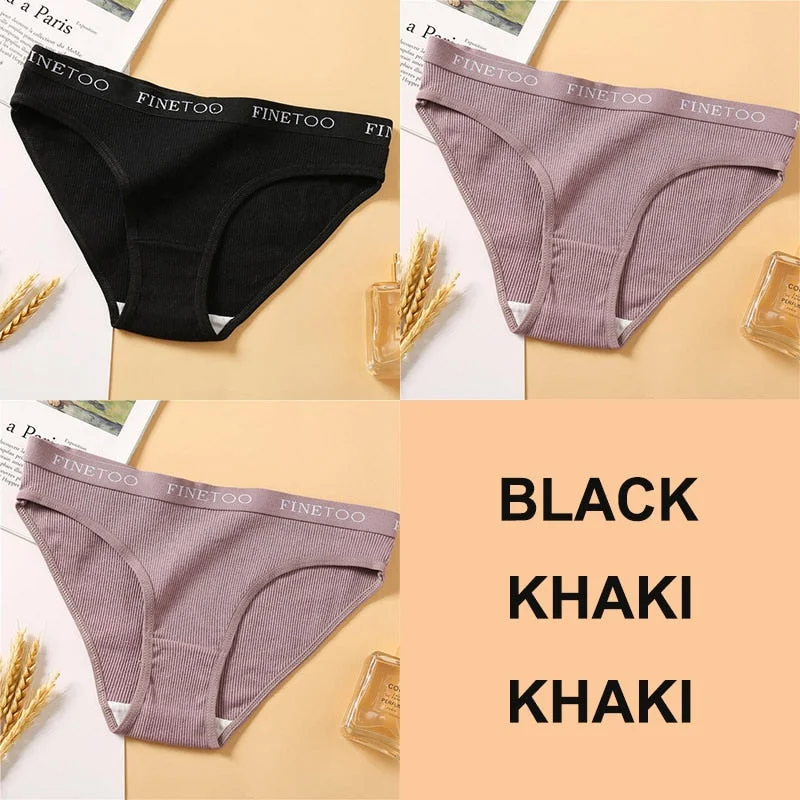 3PCS Women Cotton Underwear Panties Female Sexy Briefs Brand  Band Waist Pantys Set Solid Color Intimates Lingerie for Girl M-XL