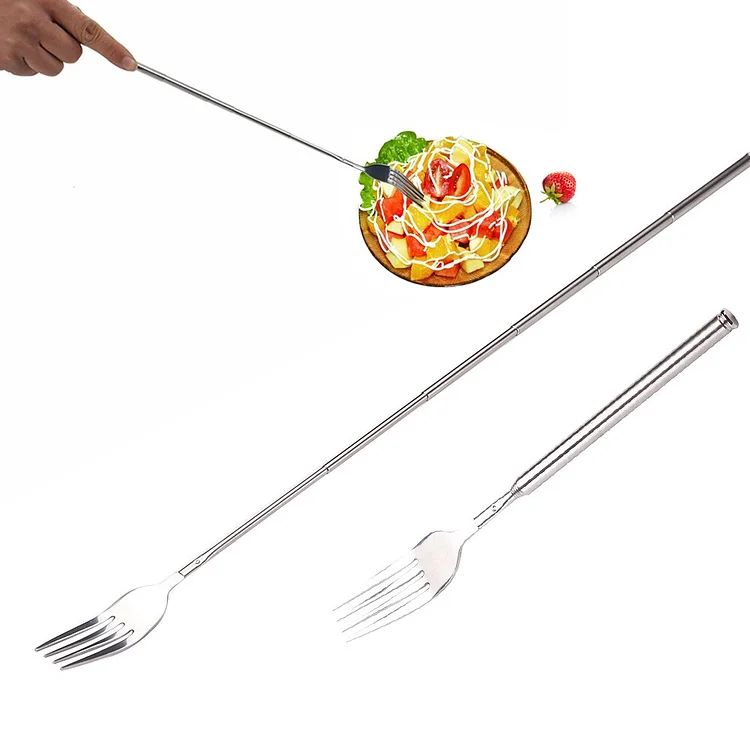Stainless Steel Western Style BBQ Dinner Fruit Dessert Long Cutlery Forks Telescopic Extendable Fork Kitchen Tool Fruit Tools | 168DEAL