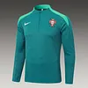 2024 Portugal Half-Pull Training Suit Dark Green Football Jersey 1:1 Thai Quality