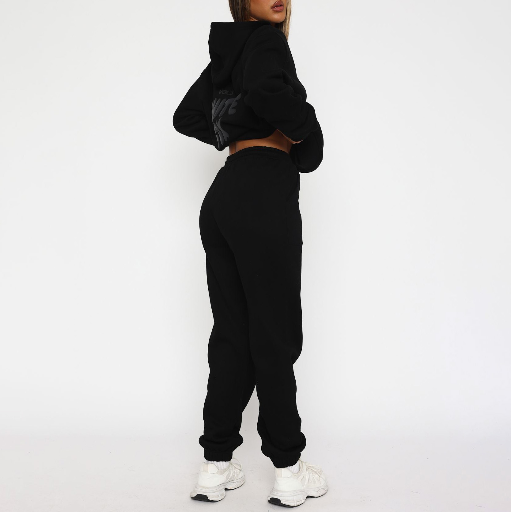 Fashion Sports LOGO Long Sleeve Pullover Hooded Sweatshirt Two Piece Set