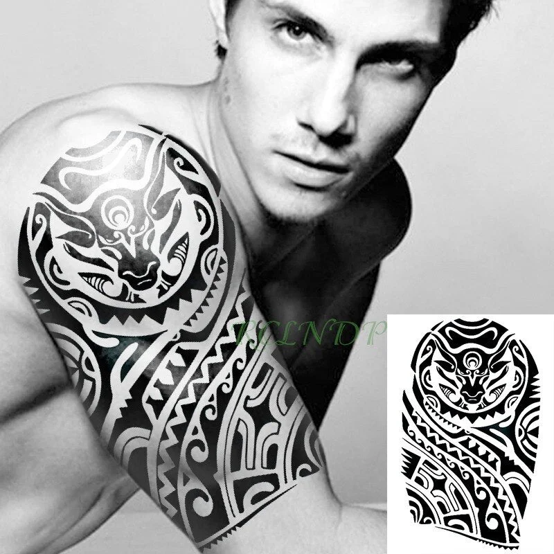 Waterproof Temporary Tattoo Sticker Tribal Totem Fake Tatto Flash Tatoo on Body Back Leg Arm belly large size for Women Men girl