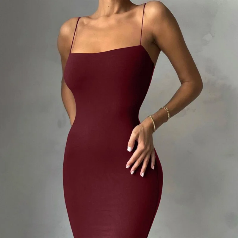 Ladies Backless Spaghetti Strap Dress Vestidos Summer Women Sleeveless Bodycon Dress Fashion Party Clubwear 2011