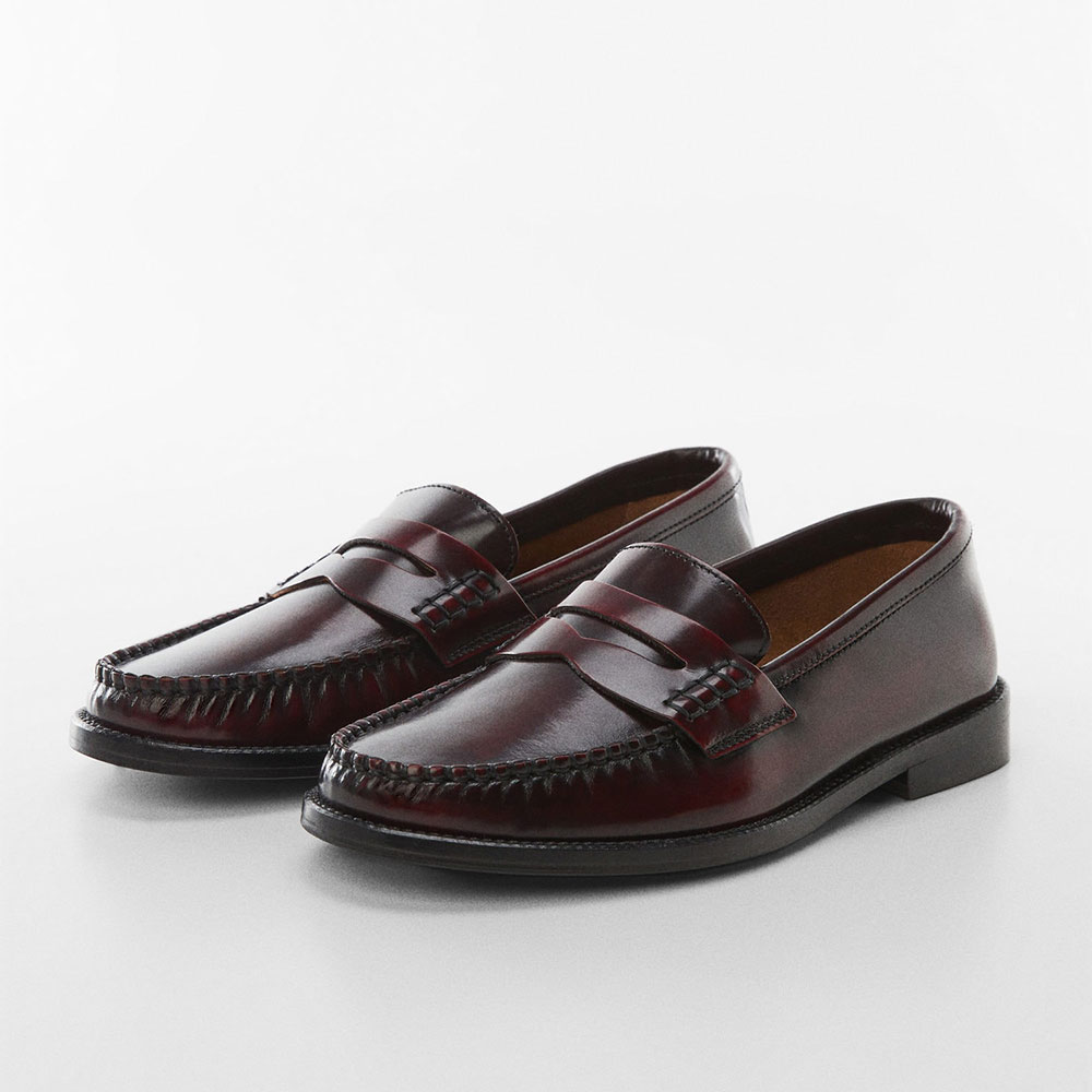 Maroon Vegan Leather Round Toe Flat Slip-On Penny Loafers Women Nicepairs