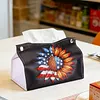 DIY PU Diamond Painting Tissue Box Kit Desktop Tissue Holder with Rhinestone Diamond Desk Decorative Tissue Box for Adults Desktop Storage Organizer (Sunflower)