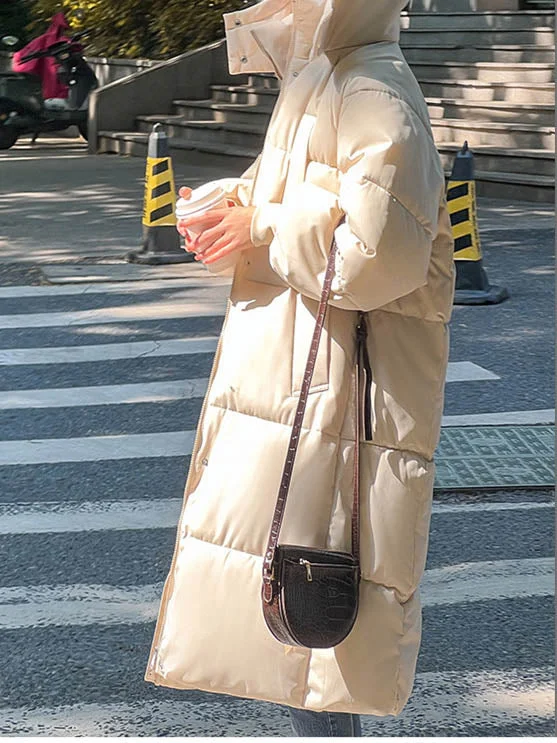 Women Long Sleeve Solid Zipper Loose Down Jacket Coats