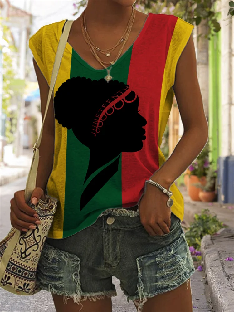 Juneteenth Inspired Black Woman Striped Tank Top