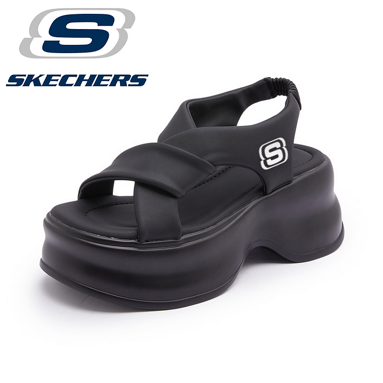 Skechers® Proste, wygodne sandały na platformie z paskiem krzyżowym