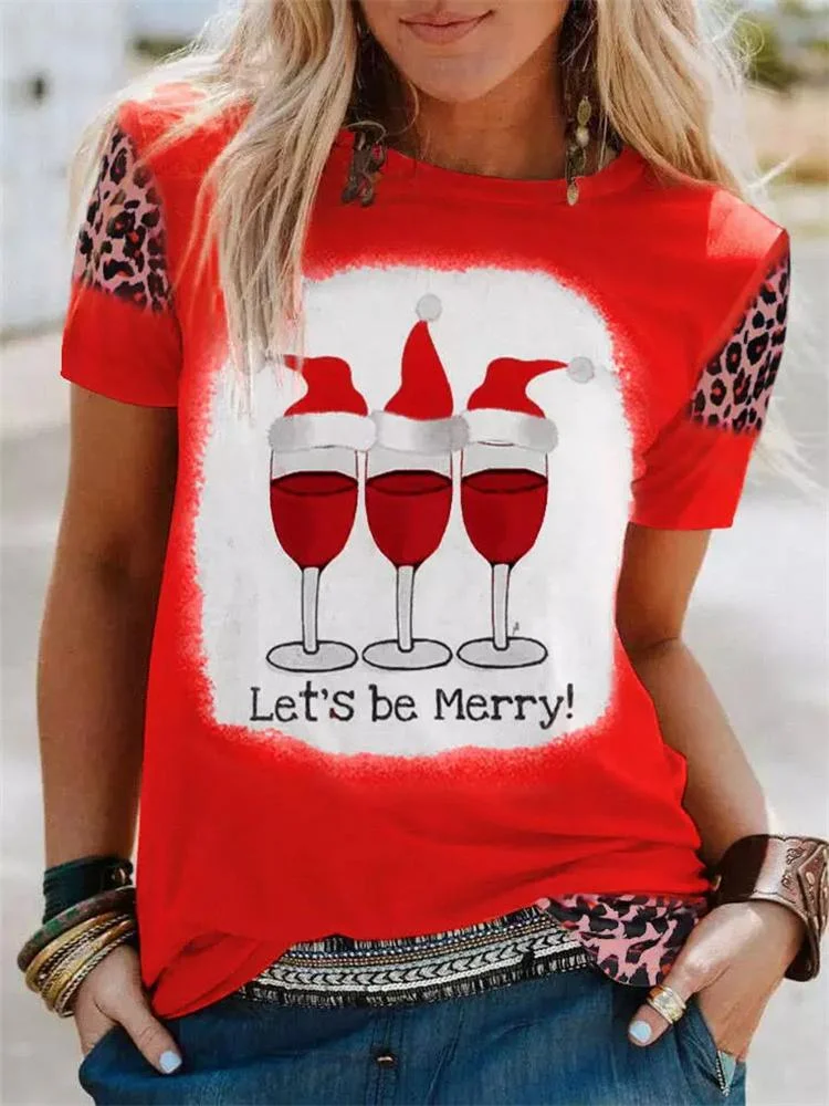 Christmas Hat Leopard T-Shirt
