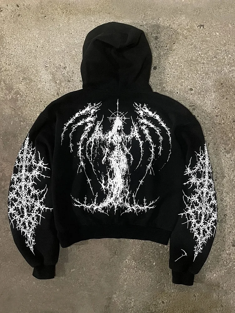Art Satanic Fashion Angel Wings Print Hoodies