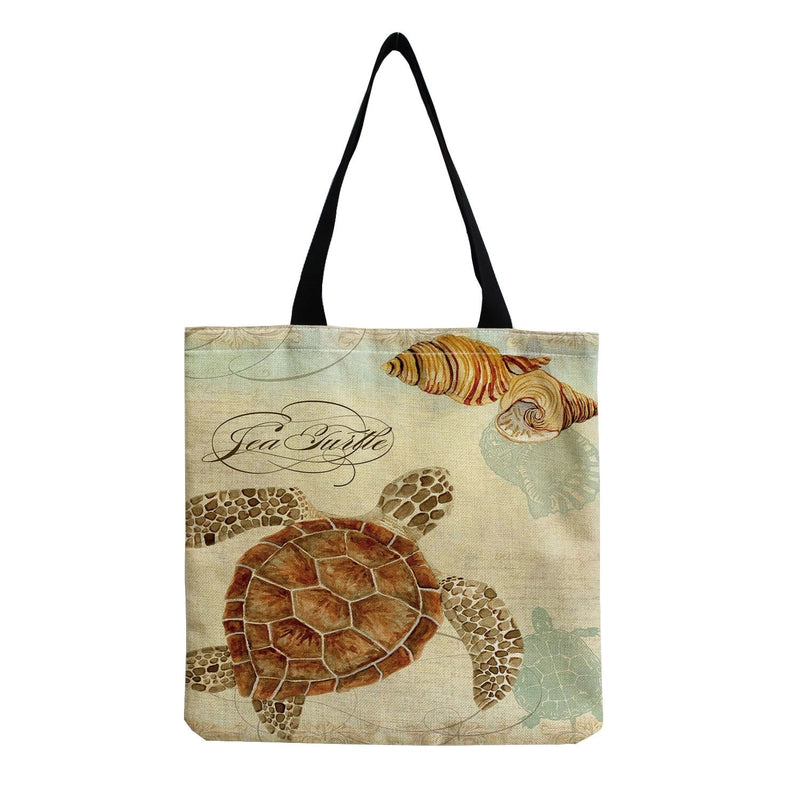 Women’s Medium Linen Animal Beach Square Open Shopping Bags