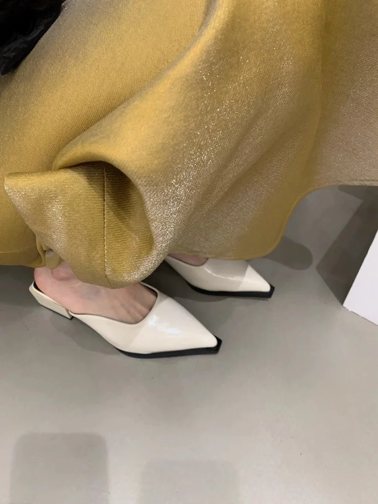 Yyvonne Half Slippers Women's Muller Shoes 2025 Summer New Pointed Cool Slippers And Retro Wearing Slippers