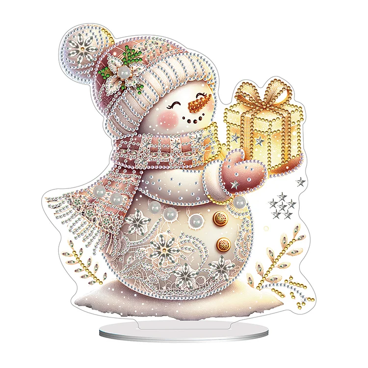 Acrylic Winter Snowman Special Shape+Round Diamonds Painting Desktop Decorations