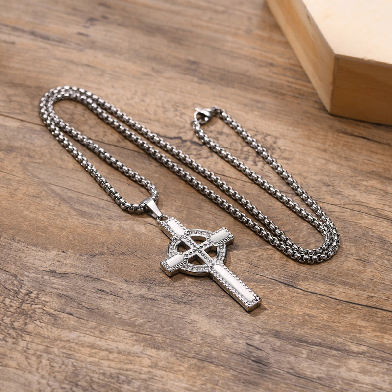 Jewelry Stainless Steel Celtic Cross Pendant Black Men’s Personalized Necklace PN-1558