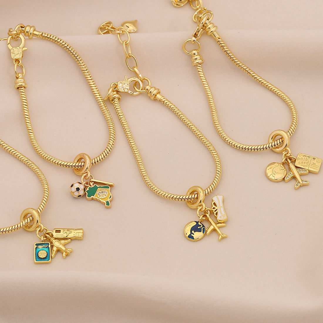 Airplane Luggage Earth Element Bracelet Pando Diy Hand Jewelry B630