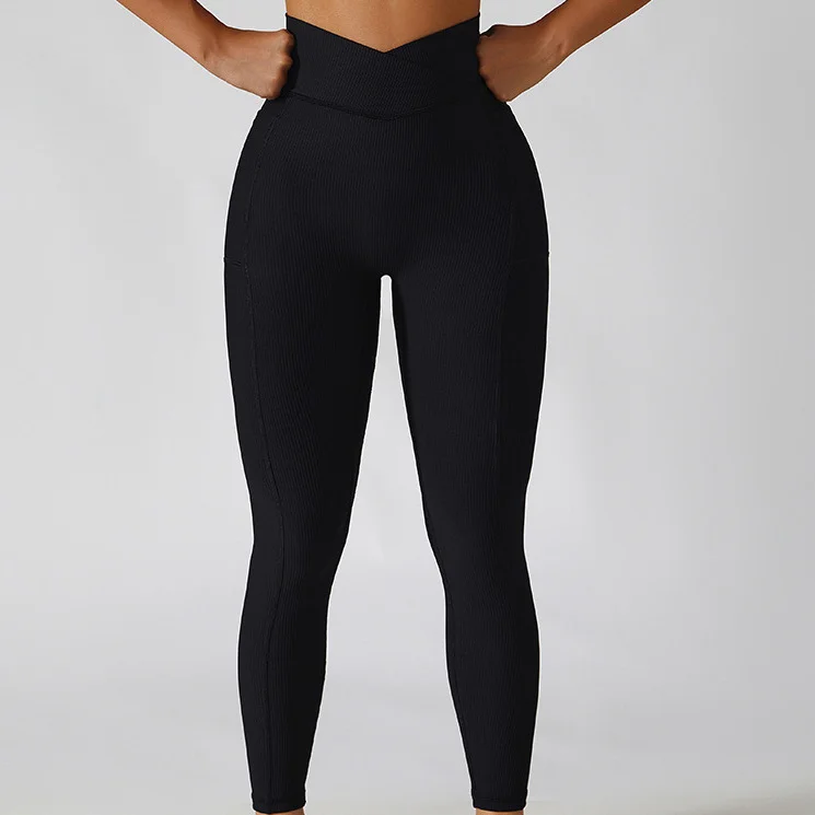 PASUXI High Waist Yoga Tights with Pockets, Abdomen Control Non-See-Through Sports Running Four-Way Stretch Yoga Pants huanwei