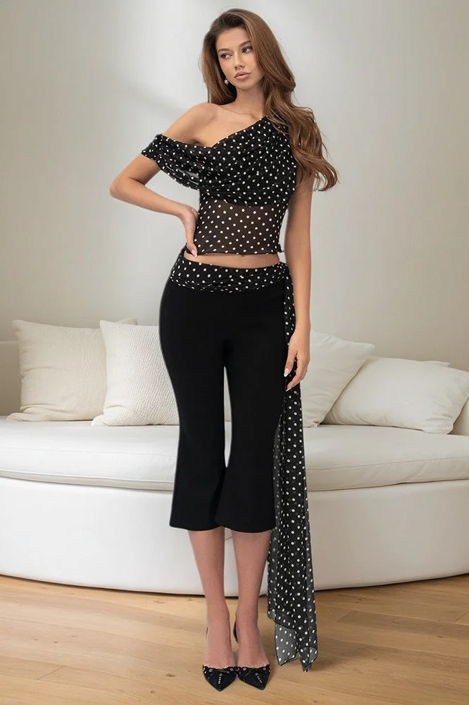Polka Dot Sleeveless Top Two Pieces Set