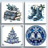 Christmas Full 14CT 2 Strands DIY Stamped Needlework Embroidery Kit 11.81x11.81inch Embroidery Needlepoint Starter Kits Cross Stitch Art and Crafts Kits for Beginners Adults Home Decor