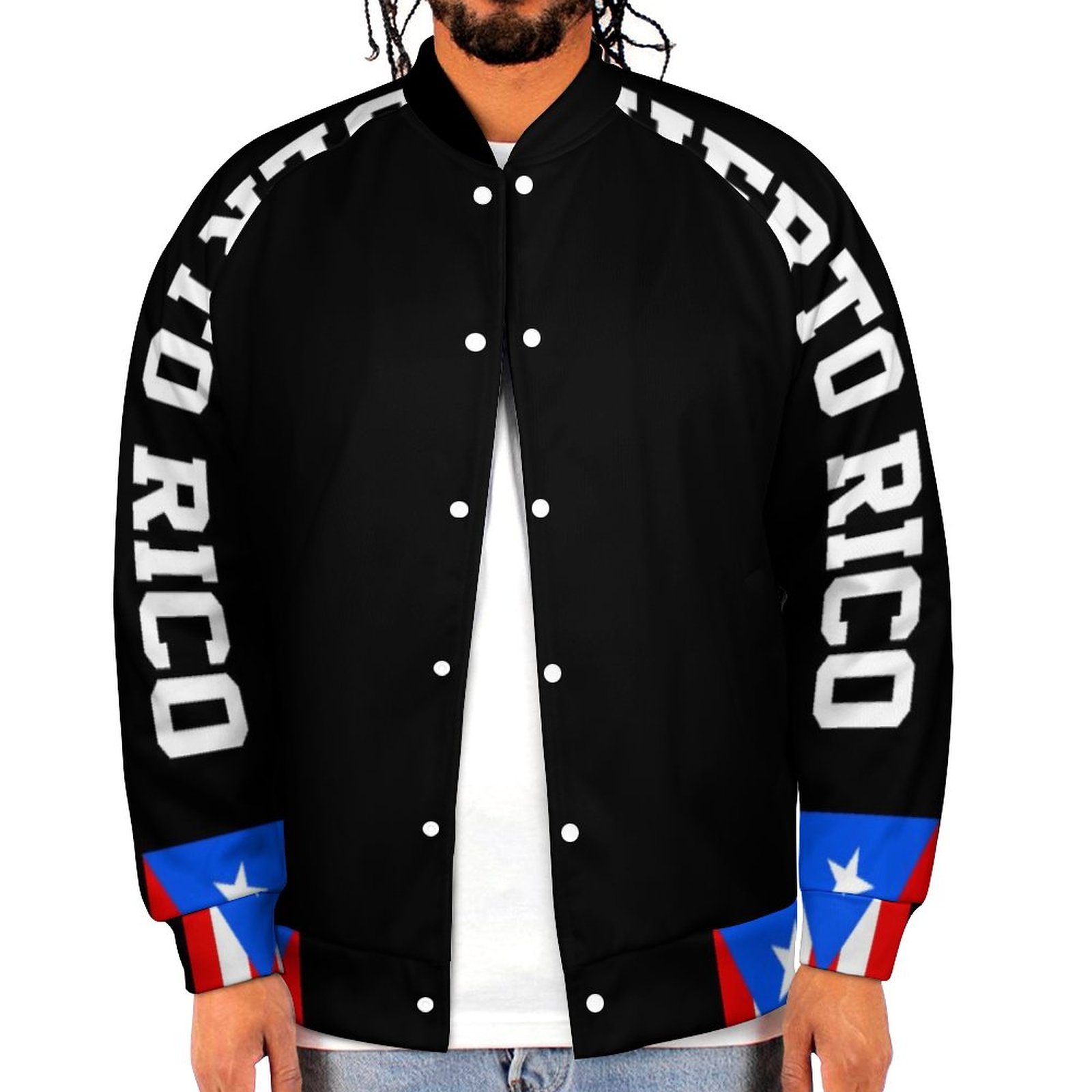 Puerto Rico Flag For Workout Sports Gym Sweatshirt Jacket Mens Casual Lightweight Button Up Bomber Jacket Outwear