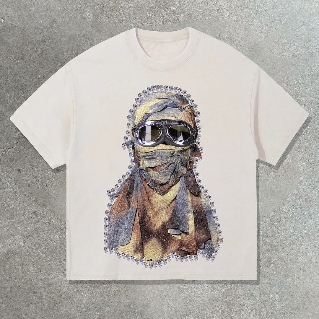 Vintage Diamond Balaclava Graphic Print T-Shirt - Sopula ｜Premium Graphic Tees & Graphic Streetwear