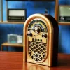 FM/AM/SW Three-Band With MP3 Playback Retro Bluetooth Multi-Function  Wood Grain Radio