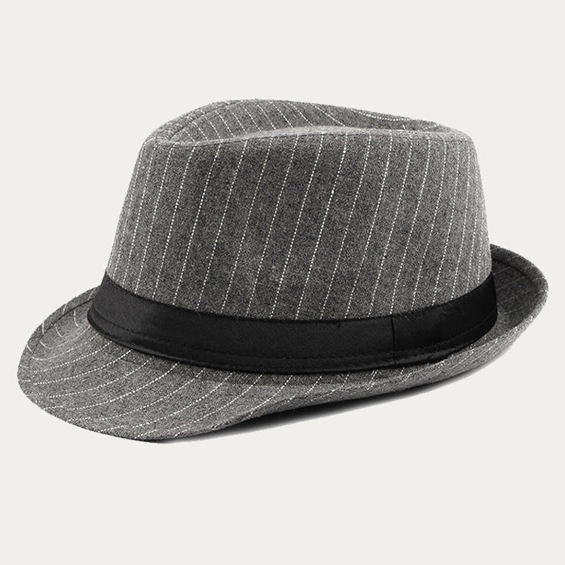 Classic Striped Wide Brim Fedora Hat &ndash; Vintage Gentleman Style Unisex Hat