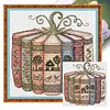 Books Pumpkin Landscape Full 14CT DIY Stamped Cross Stitch Kits 15.75x15.75inch Embroidery Needlepoint Starter Kits Cross Stitch Art and Crafts Kits for Beginners Adults Home Decor