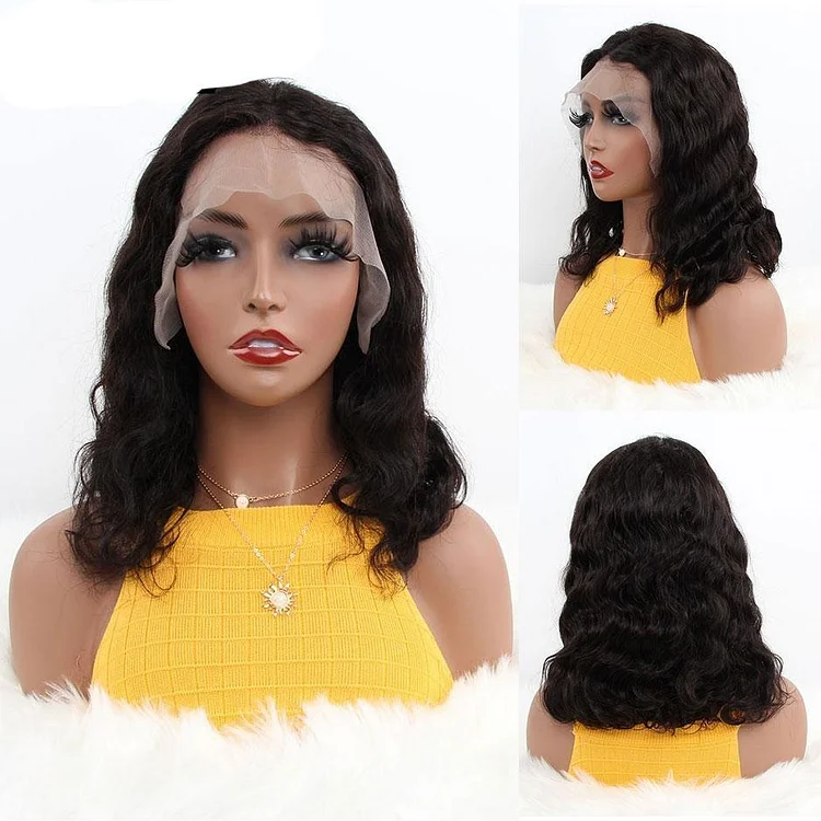 250% Density Body Wave Short Bob 360 Lace Front Human Hair Wigs-elleschic