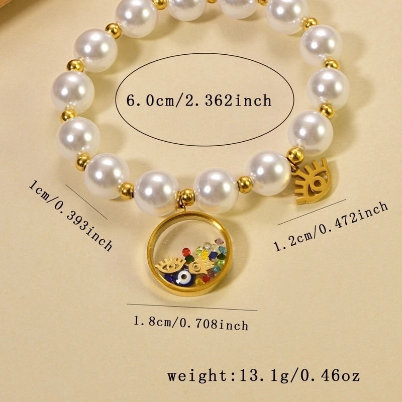 Novelty Minimalist Classic Style Devil’s Eye Palm Red Heart 304 Stainless Steel 18K Gold Plated Zircon  Bracelets In Bulk