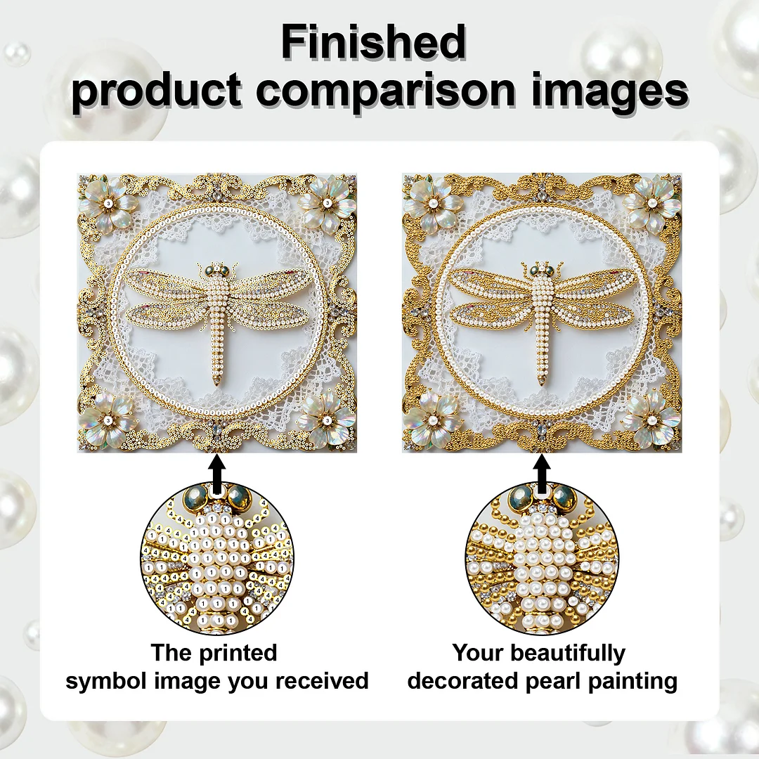 Dragonfly DIY Pearl Diamond Art Kit for Adults Home Decor 25x25cm With Frame