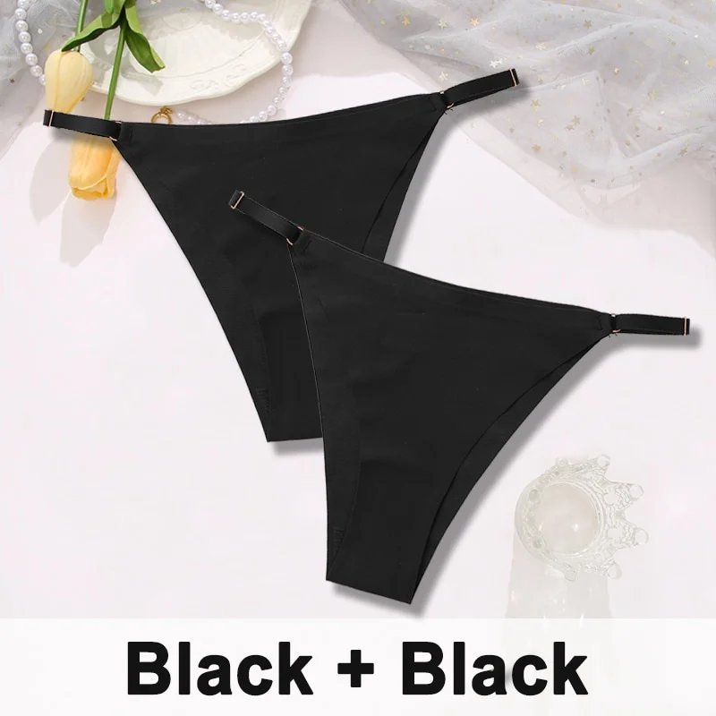 Billionm Women Sexy Ice Silk Panties Seamless Brazilian Panty Adjustable Waist Bikini Underwear Female Low Waist Soft Intimates Lingerie