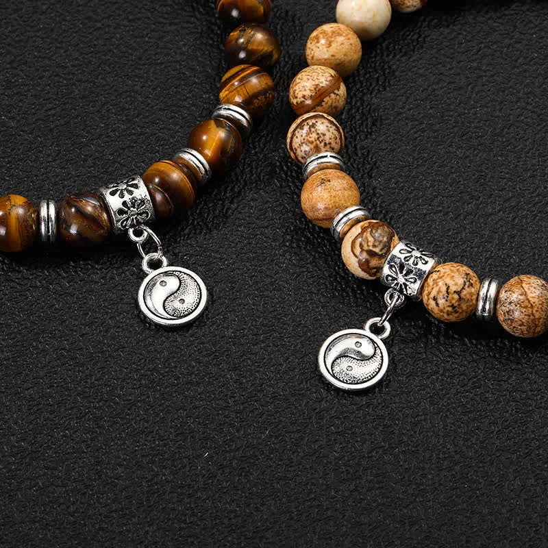 Turquoise Tiger Eye Yin Yang Positive Bracelet