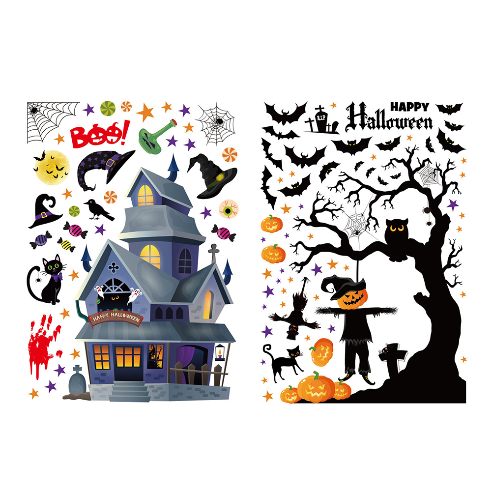 

Halloween Window Witch Pumpkin Stickers Double-sided Wall Decals Decoration, 501 Original