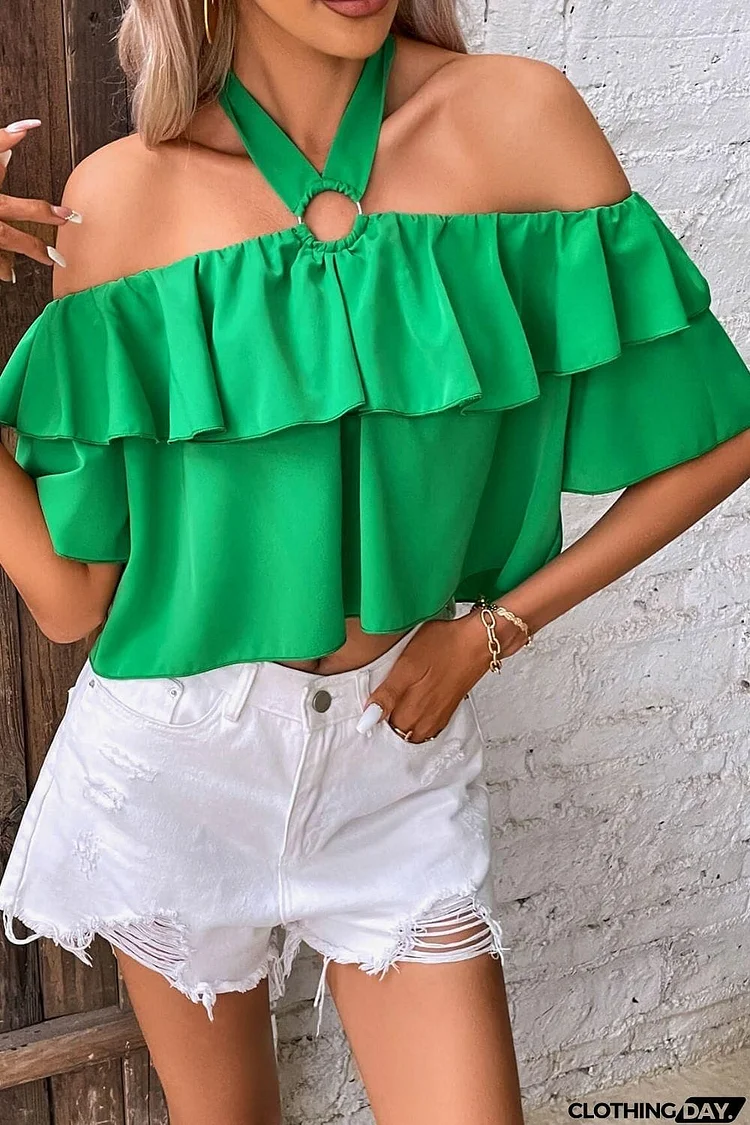 Halter Neck Ruffled Layered Blouse