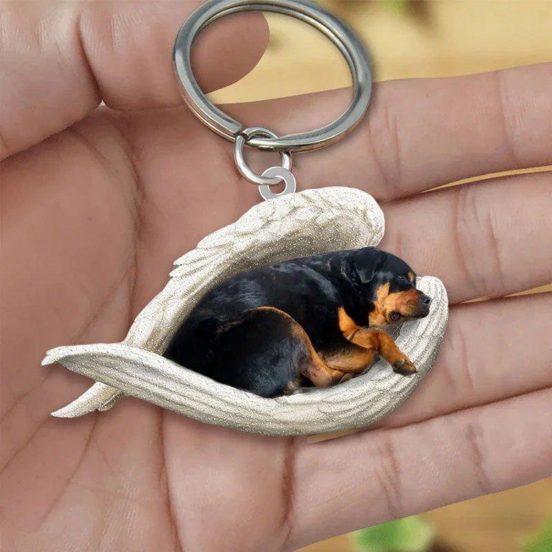 VigorDaily Sleeping Angel Acrylic Keychain Rottweiler