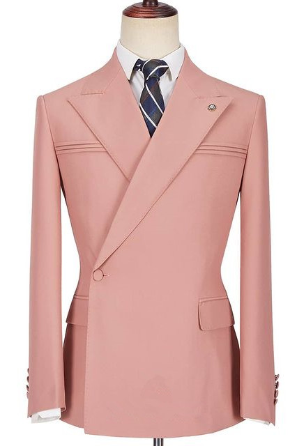 Bellasprom Best Fited Pink Wedding Blazer For Groom Peaked Lapel With Ruffles Bellasprom