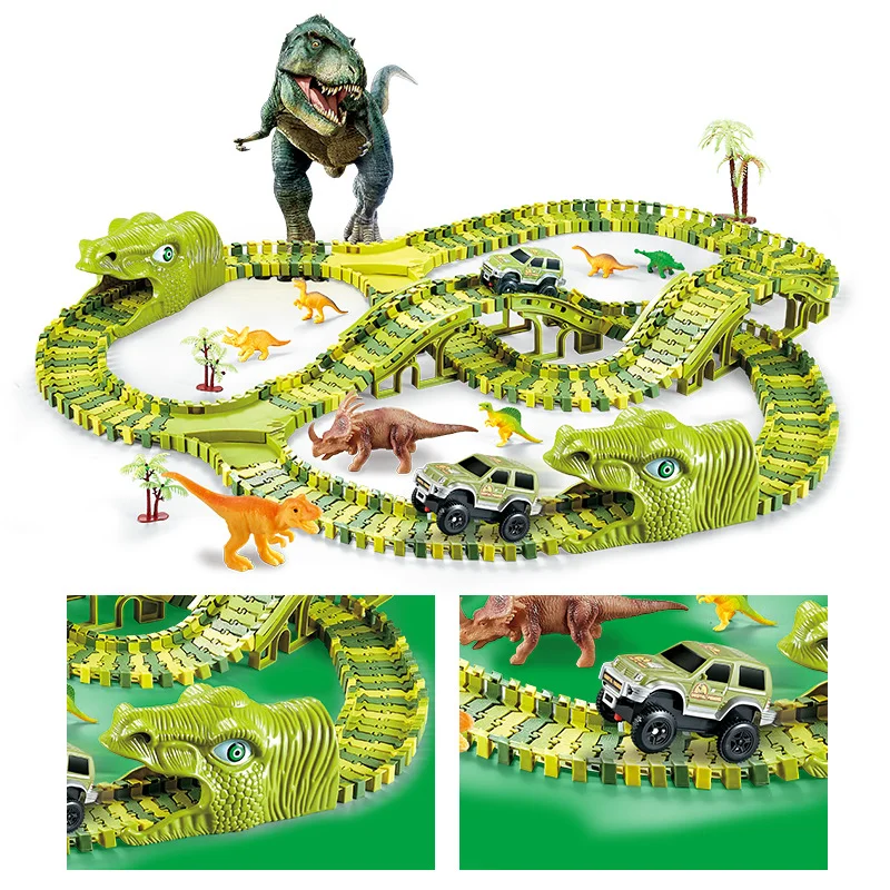 2022 New Dinosaur Race Track Set Rail Car Toys