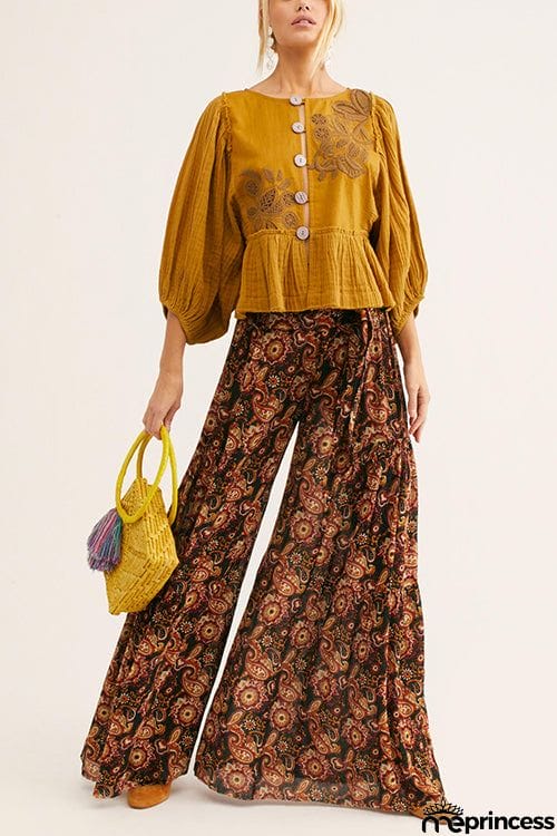 Print Belted Palazzo Pant