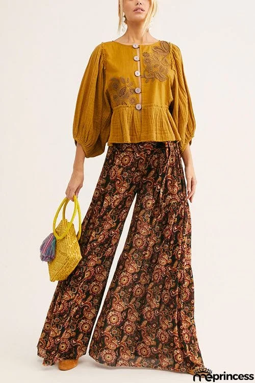 Print Belted Palazzo Pant